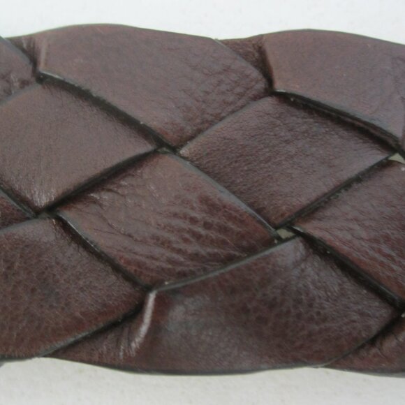 New Talbots Womens Medium Brown Braided Leather Belt Brass Buckle 34" - 38" - Picture 3 of 7